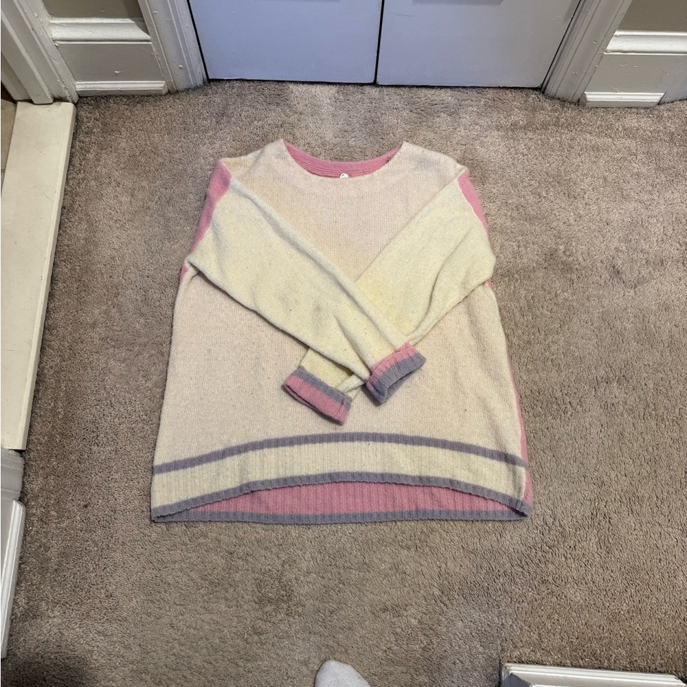 Margaret O'Leary Cream and Pink Crew Neck Sweater